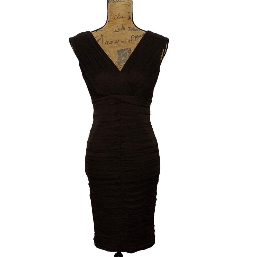 Tadashi Shoji Womens 4 Silk Dress Cocktail Party Chocolate Brown Chiffon Evening
